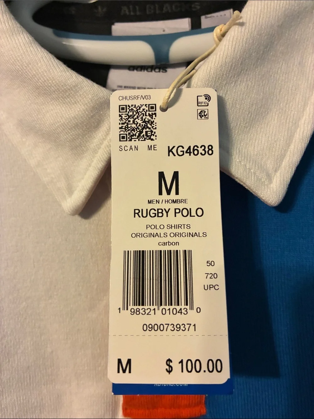 NWT adidas Men's Colorblock Long Sleeve Rugby Shirt - Blue, Orange, Black, White